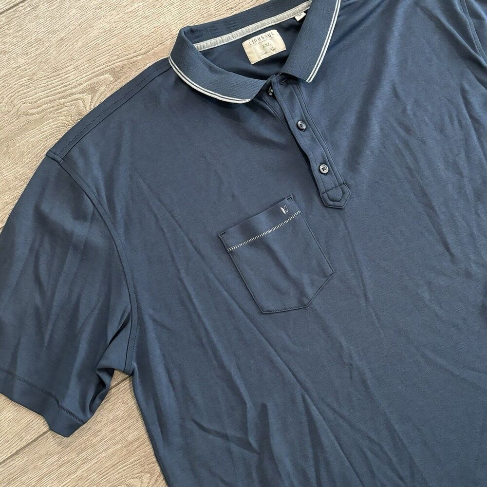Linksoul Golf Polo‎ Men's Blue Luxury Cotton Casual Golf Polo Size 2XL XXL